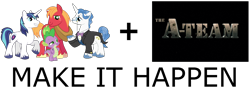 Size: 1200x450 | Tagged: safe, big macintosh, fancypants, shining armor, spike, dragon, earth pony, pony, unicorn, a-team, exploitable meme, make it happen, male, meme, stallion