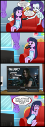 Size: 713x2000 | Tagged: safe, artist:madmax, edit, rarity, twilight sparkle, ghost, equestria girls, call of duty, call of duty ghosts, comic, exploitable meme, megan fox, meme, obligatory pony, television, text, tv meme, video game, what's wrong with this place