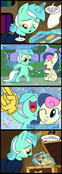 Size: 711x2000 | Tagged: safe, artist:madmax, bon bon, lyra heartstrings, sweetie drops, oc, oc:fausticorn, a gift for hearth's warming eve, comic, female, lauren faust, lesbian, lyrabon, shipping