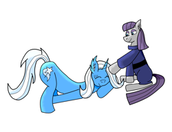 Size: 2000x1536 | Tagged: safe, artist:thecrimsondm, derpibooru import, maud pie, trixie, pony, unicorn, female, lesbian, mare, mauxie, shipping, sleeping