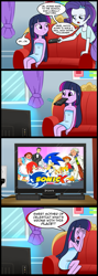 Size: 713x2000 | Tagged: safe, artist:madmax, edit, rarity, twilight sparkle, equestria girls, 4kids, comic, crossover, exploitable meme, jetix, meme, obligatory pony, sonic the hedgehog, sonic the hedgehog (series), sonic x, television, tv meme, what's wrong with this place