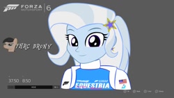 Size: 1440x810 | Tagged: safe, artist:forzaveteranenigma, derpibooru import, trixie, equestria girls, forza motorsport 6, racer