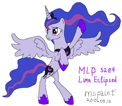 Size: 592x517 | Tagged: safe, artist:xbi, princess luna, alicorn, pony, luna eclipsed, ms paint, rearing, simple background, solo, trace