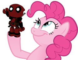 Size: 990x759 | Tagged: safe, pinkie pie, earth pony, pony, crossover, deadpool, look what pinkie found, megaman legends, spider-man