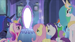 Size: 1440x807 | Tagged: safe, edit, edited screencap, screencap, applejack, fluttershy, princess cadance, princess celestia, princess luna, rainbow dash, rarity, alicorn, dragon, pegasus, pony, unicorn, equestria girls, equestria girls (movie), exploitable, exploitable meme, female, male, mare, meme, portal meme