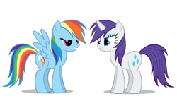 Size: 700x400 | Tagged: safe, artist:mixermike622, rainbow dash, rarity, pegasus, pony, unicorn, alternate hairstyle, simple background, transparent background, vector