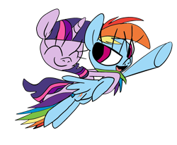 Size: 900x742 | Tagged: safe, artist:joeywaggoner, derpibooru import, rainbow dash, twilight sparkle, pegasus, pony, flying