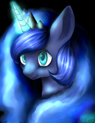 Size: 1600x2048 | Tagged: safe, artist:bloodymare13, princess luna, alicorn, pony, portrait, smiling, solo