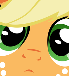 Size: 500x549 | Tagged: safe, applejack, earth pony, pony, close up series, close-up, extreme close up, freckles, solo, stare