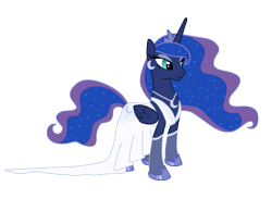 Size: 1761x1287 | Tagged: safe, artist:mailinya, princess luna, alicorn, pony, clothes, dress, earring, necklace, piercing, solo, wedding dress