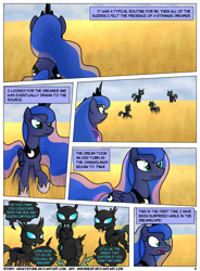 Size: 1400x1900 | Tagged: safe, artist:moemneop, princess luna, alicorn, changeling, pony, comic:shifting changelings lies and truths, comic, dream walker luna, dreamscape