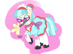 Size: 4255x3191 | Tagged: safe, artist:doneddzorua, artist:madmax, coco pommel, clothes, cocobetes, cute, maid, solo, trace, waitress