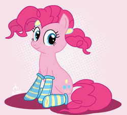 Size: 2798x2531 | Tagged: safe, artist:ronaldhennessy, pinkie pie, earth pony, pony, clothes, high res, pigtails, socks, solo, striped socks