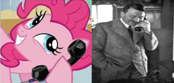 Size: 749x360 | Tagged: safe, pinkie pie, human, adolf hitler, irl, meme, photo, telephone