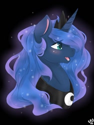 Size: 1024x1365 | Tagged: safe, artist:animorphsfan, princess luna, alicorn, pony, bust, colored pupils, female, horn, jewelry, mare, open mouth, portrait, profile, regalia, solo, tiara