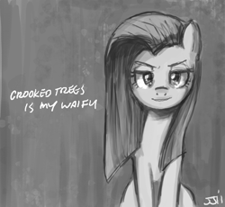 Size: 720x662 | Tagged: safe, artist:johnjoseco, pinkie pie, earth pony, pony, crookedtrees, grayscale, monochrome, pinkamena diane pie, waifu