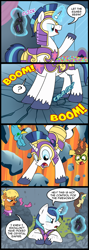 Size: 534x1500 | Tagged: safe, artist:madmax, ms. harshwhinny, shining armor, oc, oc:madmax, pony, unicorn, equestria games (episode), bane, comic, destruction, didn't think this through, equestria games, falling, frown, glare, gotham city, magic, reference, rubble, shining armor is a goddamn moron, smiling, the dark knight rises, wide eyes