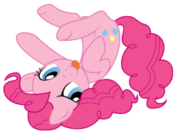 Size: 5000x3777 | Tagged: safe, artist:jessy, artist:kooner-cz, pinkie pie, earth pony, pony, :p, colored, cute, diapinkes, looking at you, rolling, simple background, solo, tongue out, transparent background, upside down, vector