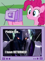 Size: 563x754 | Tagged: safe, pinkie pie, pony, exploitable meme, hot nuts, megatron, meme, transformers, tv meme