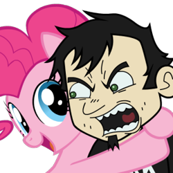 Size: 300x300 | Tagged: safe, artist:mixermike622, pinkie pie, earth pony, pony, crossover, dan, dan pie, dan vs, dan vs fim, female, hug, male, shipping, straight