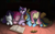 Size: 2000x1226 | Tagged: safe, artist:sonicrainboom93, derpibooru import, applejack, fluttershy, pinkie pie, rainbow dash, rarity, twilight sparkle, earth pony, pegasus, pony, unicorn, mane six, sleeping, yawn