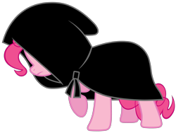 Size: 3585x2703 | Tagged: artist needed, source needed, safe, pinkie pie, earth pony, pony, cloak, clothes, high res, left out, sad