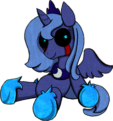 Size: 600x640 | Tagged: safe, artist:kaizerin, princess luna, alicorn, pony, adoracreepy, black sclera, blood, creepy, cute, filly, loony luna, s1 luna, simple background, solo, transparent background