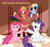 Size: 2550x2400 | Tagged: safe, artist:pipersack, big macintosh, pinkie pie, rainbow dash, rarity, earth pony, pegasus, pony, unicorn, columbia, dr. frank n furter, high res, magenta, male, parody, rocky horror, rocky horror picture show, stallion