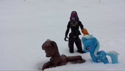 Size: 1023x576 | Tagged: safe, derpibooru import, maud pie, trixie, pony, unicorn, brushable, crossover, female, irl, mare, mass effect, official, photo, tali'zorah vas normandy, toy