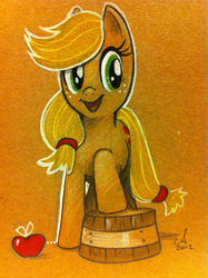 Size: 765x1024 | Tagged: safe, artist:amy mebberson, applejack, earth pony, pony, female, mare, solo, traditional art