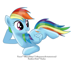 Size: 1900x1623 | Tagged: safe, artist:tiffanymarsou, rainbow dash, pegasus, pony, blue coat, blue wings, female, mare, multicolored mane, simple background, smiling, solo