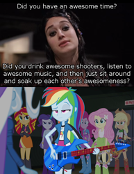 Size: 550x714 | Tagged: safe, derpibooru import, applejack, fluttershy, pinkie pie, rainbow dash, rarity, sunset shimmer, trixie, equestria girls, rainbow rocks, caption, image macro, mean girls, meme