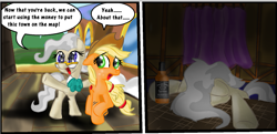 Size: 811x391 | Tagged: safe, artist:supersheep64, applejack, mayor mare, earth pony, pony, g4, comic, duo, glasses