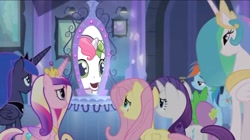 Size: 1440x807 | Tagged: safe, edit, edited screencap, screencap, fluttershy, princess cadance, princess celestia, princess luna, rainbow dash, rarity, spike, sweetie belle, equestria girls, equestria girls (movie), g3.5, once upon a my little pony time, exploitable meme, portal meme