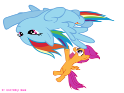 Size: 2000x1500 | Tagged: safe, artist:nightmaremoons, rainbow dash, scootaloo, pegasus, pony, scootaloo can't fly, simple background, transparent background, vector