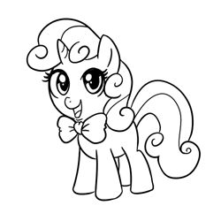 Size: 500x500 | Tagged: safe, artist:madmax, sweetie belle, bowtie, monochrome, solo