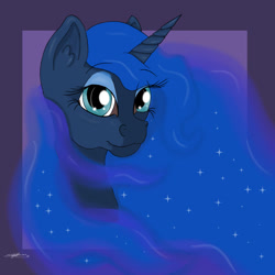 Size: 1000x1000 | Tagged: safe, artist:littlewolfstudios, princess luna, alicorn, pony, bust, female, portrait, princess, solo