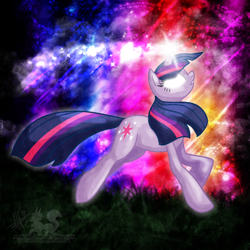 Size: 800x800 | Tagged: safe, artist:thepipefox, derpibooru import, twilight sparkle, pony, unicorn, female, glowing eyes, horn, mare, purple coat, purple mane, solo