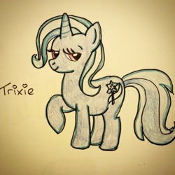 Size: 640x640 | Tagged: safe, artist:sazyou7, derpibooru import, trixie, pony, unicorn, female, mare, solo, traditional art