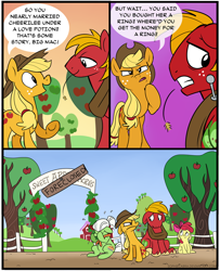 Size: 730x900 | Tagged: safe, artist:spainfischer, apple bloom, applejack, big macintosh, granny smith, earth pony, pony, comic, farm, foreclosure, male, stallion, sweet apple acres