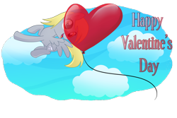 Size: 1500x1000 | Tagged: safe, artist:madmax, derpy hooves, pegasus, pony, balloon, cloud, female, heart, heart balloon, mare, simple background, solo, transparent background