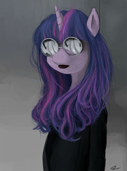 Size: 800x1078 | Tagged: safe, artist:ninthsphere, derpibooru import, twilight sparkle, anthro, bust, glasses, solo