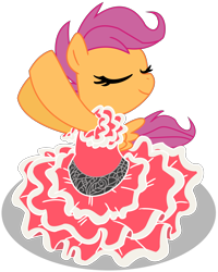 Size: 3264x4072 | Tagged: safe, artist:bigdream64, artist:madmax, scootaloo, clothes, cute, dancing, dress, flamenco, solo