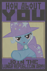 Size: 900x1350 | Tagged: safe, artist:scotch208, derpibooru import, trixie, pony, unicorn, female, mare, new lunar republic, poster, propaganda, propaganda poster, solo