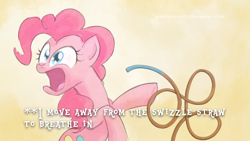 Size: 1920x1080 | Tagged: safe, artist:giantmosquito, pinkie pie, earth pony, pony, chocolate rain, solo, straw