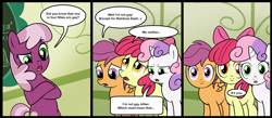 Size: 1500x656 | Tagged: safe, artist:madmax, artist:marnssj, edit, apple bloom, cheerilee, scootaloo, sweetie belle, cmc learn their lesson, comic, cutie mark crusaders, exploitable meme, fourth wall, looking at you, meme