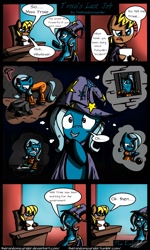 Size: 768x1280 | Tagged: safe, artist:therandomjoyrider, derpibooru import, ms. harshwhinny, trixie, pony, unicorn, ball and chain, blatant lies, clothes, comic, female, mare, prison, prison outfit, rock farm