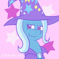 Size: 576x576 | Tagged: safe, artist:pembroke, derpibooru import, trixie, pony, unicorn, female, mare, solo, thanks