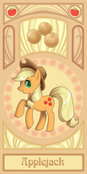 Size: 1000x2000 | Tagged: safe, artist:roslik, applejack, earth pony, pony, apple, banner, modern art, nouveau, solo