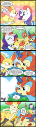 Size: 569x2000 | Tagged: safe, artist:madmax, edit, editor:liggliluff, rarity, pony, unicorn, angry, blushing, braixen, clothes, comic, crossover, crying, evolution, fennekin, hat, keldeo, kissing, pokemans pink, pokémon, pokémon x and y, rotom, spanking, stick, swedish, translation